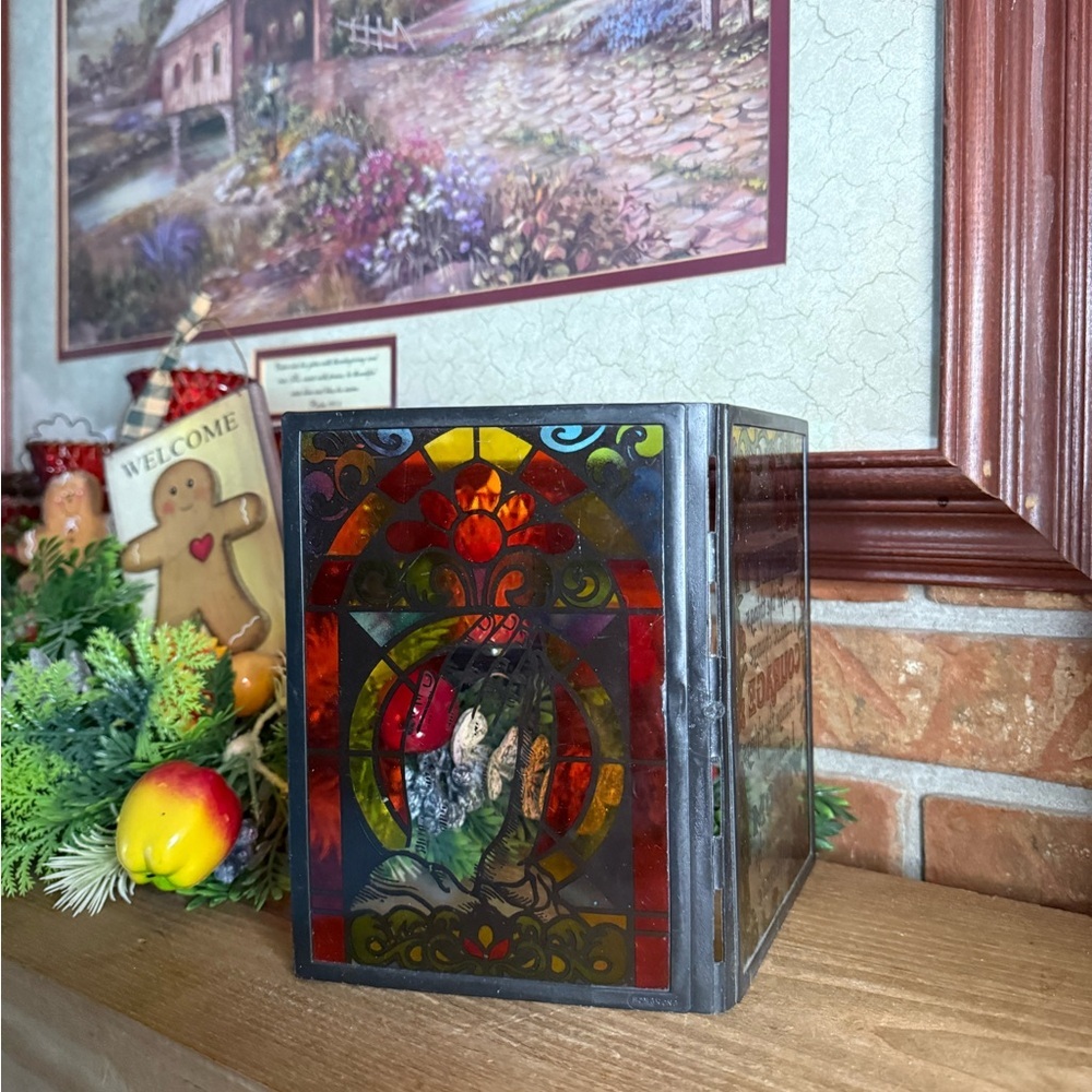 Vintage 1997 Catholic Stained Glass Serenity Prayer Panel Home Decor - Picture 4 of 8